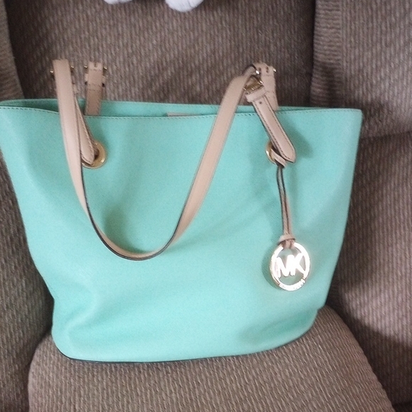 Michael Kors Handbags - Michael Kors Mint Green Tote with Beige Straps
